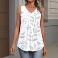 thumbnail image 3 of Bbyeadc Tank Tops for Women Sleeveless Pleated Tank Top Loose Fit Floral Print Shirt Comfortable Beach Travel Everyday Wear,White (XXL), 3 of 7
