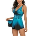 thumbnail image 4 of Tankini Swimsuits for Women Plus Size Print Strappy Back Set Two Piece Swimdress Bathing Suits, 4 of 7