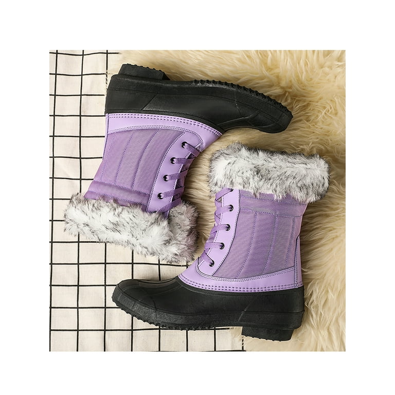 Kesitin Womens Breathable Round Toe Snow Boot Outdoor Warm Mid Calf Duck Boots Purple 7