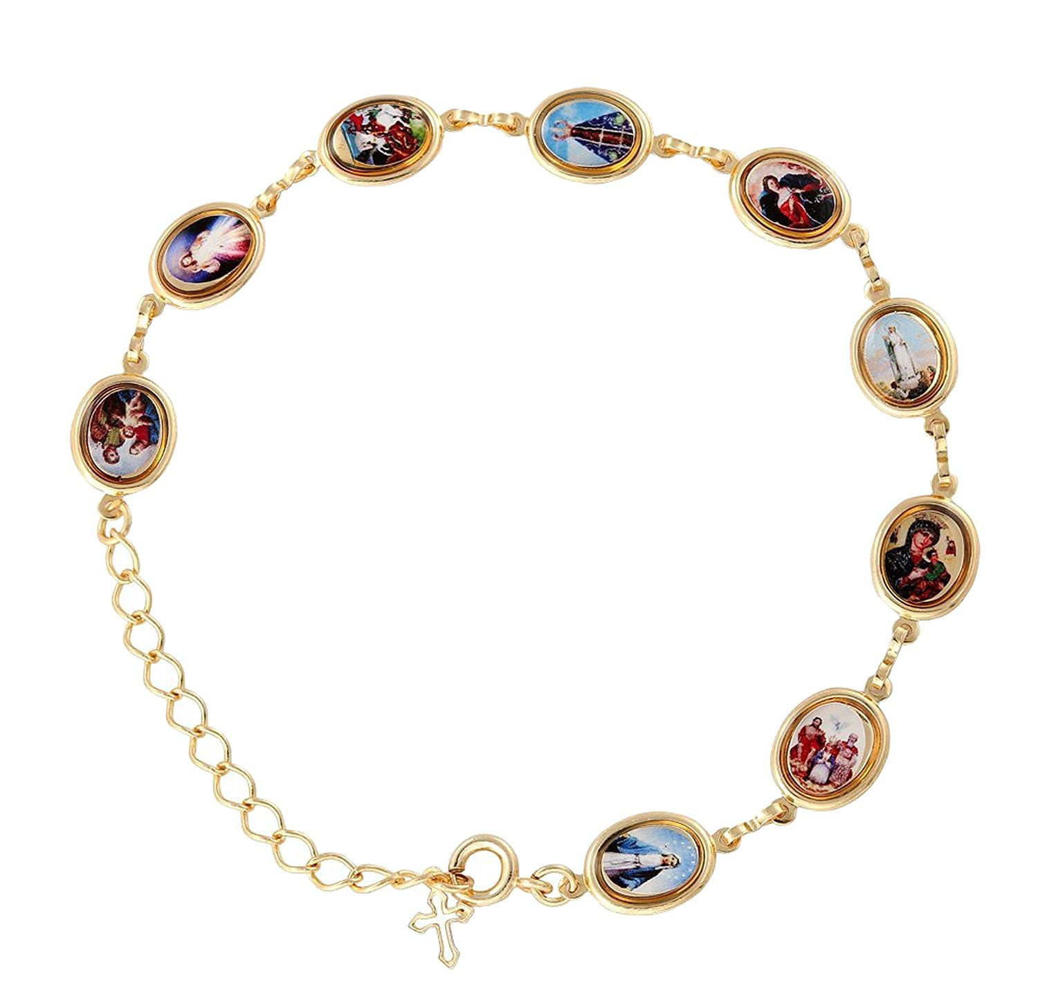 DiamondJewelryNY Eye Hook Bangle Bracelet with a Virgin of The Globe Charm.