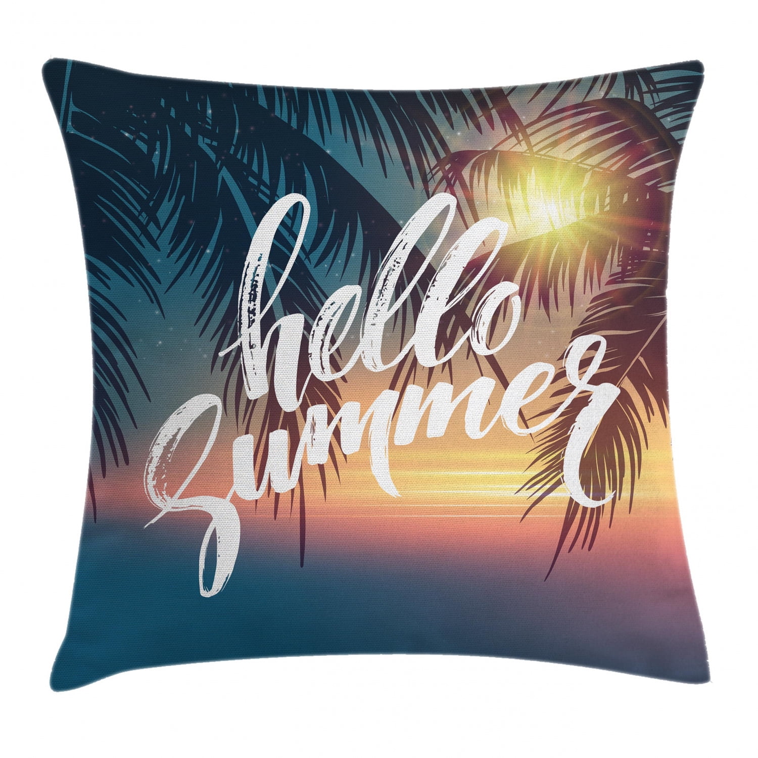 Upward Spin Hawaii Island Palm Trees at Sunset Beach Vacation Summer Sun Throw Pillow 18x18 Multicolor