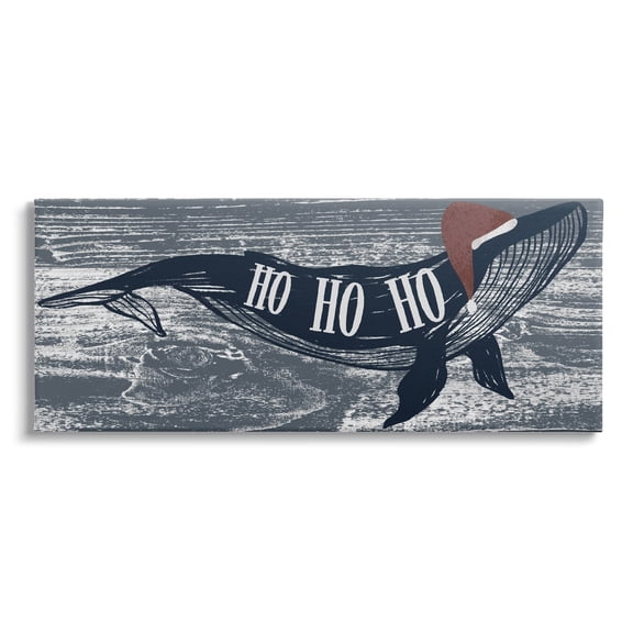 Stupell Industries Ho Ho Ho Christmas Santa Whale Holiday Painting Gallery Wrapped Canvas Print Wall Art