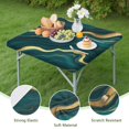 thumbnail image 4 of Teal Gold Wave Marble Pattern Square Fitted Tablecloth with Elastic Edge,Square Table Cover,Washable Elastic Table Cover for Home Kitchen Party Decor 36"x36", 4 of 6