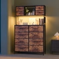 thumbnail image 2 of Dresser with 12 Fabric Drawers, Dresser for Bedroom with Charging Station and LED Lights, Dressers & Chests of Drawers for Bedroom, Steel Frame & Wooden Top, Entryway, 2 of 9