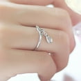thumbnail image 4 of Adjustable Chain Teardrop Cubic Zirconia CZ Hollow Heart Opening Finger Ring, 4 of 8