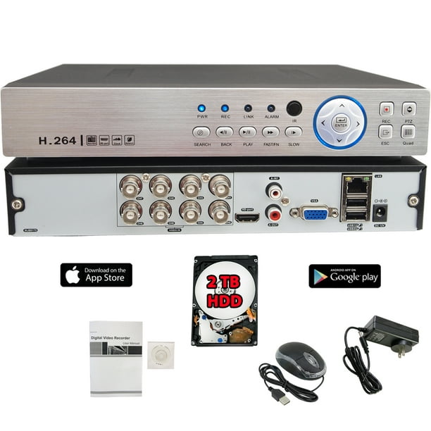 Evertech HD 8 Channel H.265 Hybrid DVR Security Recorder with 2TB Hard