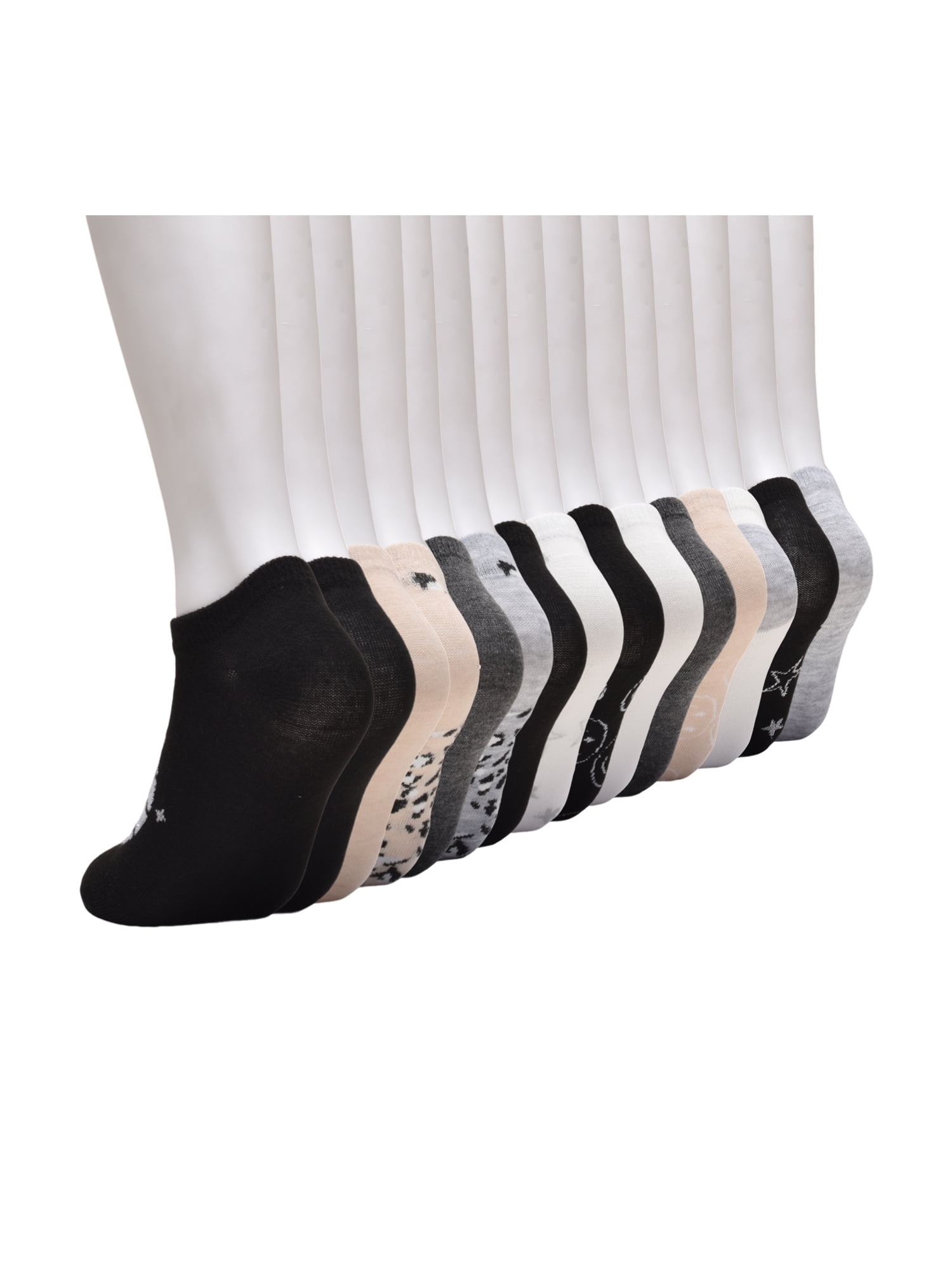 Wonder Nation Girls Icons No-Show Socks, 15-pack, Size Large (Shoe Size 4-10)