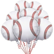 GROUPNINEET 8 Pieces 18 inches Baseball Balloons Foil Mylar Baseball Balloons for Baby Shower Birthday Party Sports Themed Party Decor Supplies
