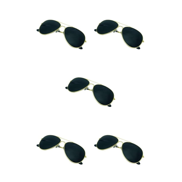 Guardurnaity Sun Eyewear Retro Surtido de colores Gafas de sol Elegante unisex Marco de metal Moda al aire libre para hombre Dorado, gris dorado, gris 5piezas
