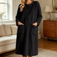 thumbnail image 6 of LEAVINGSUO Nightgowns for Women Plus Size Long Sleeve Pullover Winter Casual Nightgown long dress with plush fabric For Home Use Black S, 6 of 7