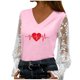 thumbnail image 2 of Xuyuer Women's Romantic Lace Insert V-Neck Blouse with Floral Print and Delicate Sleeves, Feminine Elegant Top for Date Nights, Garden Parties and Special Occasion Outfits, 2 of 6