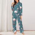thumbnail image 2 of Balery Flamingo Conjunto de Pijama con Estampado para Mujer, Conjunto de Dos Piezas con Manga Larga, Ropa de Dormir Suave con Bolsillos, Pijamas Cómodos-X-Large, 2 of 7