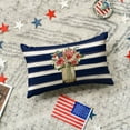 thumbnail image 5 of Sm:)e Watercolor Stripe Floral Vase 4th of July Throw Pillow Cover 12 x 20 Inch, 5 of 6
