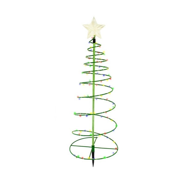 Rdausd Solar Christmas Tree Light, Outdoor LED Spiral Wire Xmas Tree with Colorful Lights, Star Topper and Ground Stake, Waterproof Holiday Pathway Light for Yard Garden