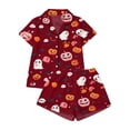 thumbnail image 4 of Summer Sales Womens Pajama Sets Satin Fall Pumpkin Print Short Sleeve Button Loungewear Halloween Pajama Sets for Women 2 Piece, 4 of 4
