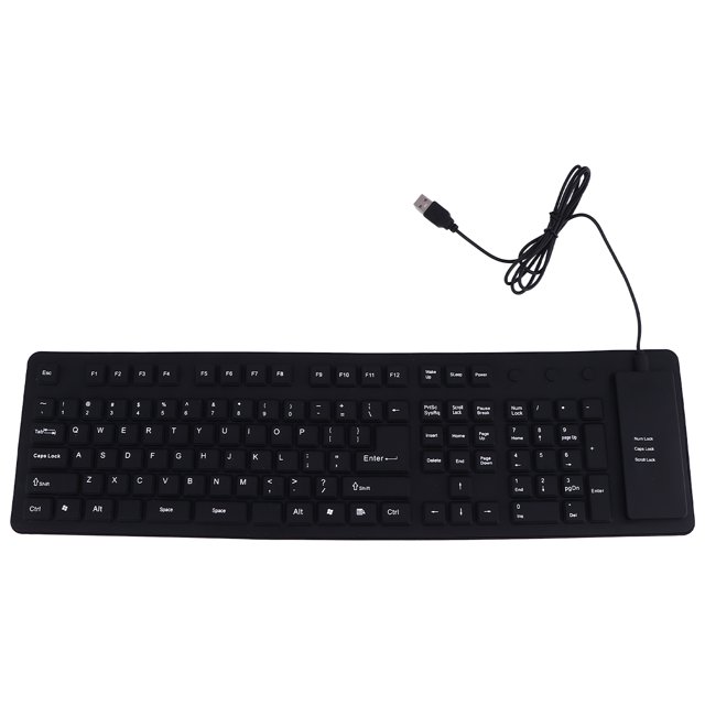 Roll Up Keyboard Computer Waterproof 109 Keys Silent USB Wired Keyboard