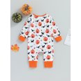 thumbnail image 4 of Wassery Baby Boys Girls Halloween Jumpsuit Newborn Girl Footed Romper Long Sleeve Pumpkin Print Zipped Bodysuits 3M 6M 12M 18M Infant Fall Clothes, 4 of 8