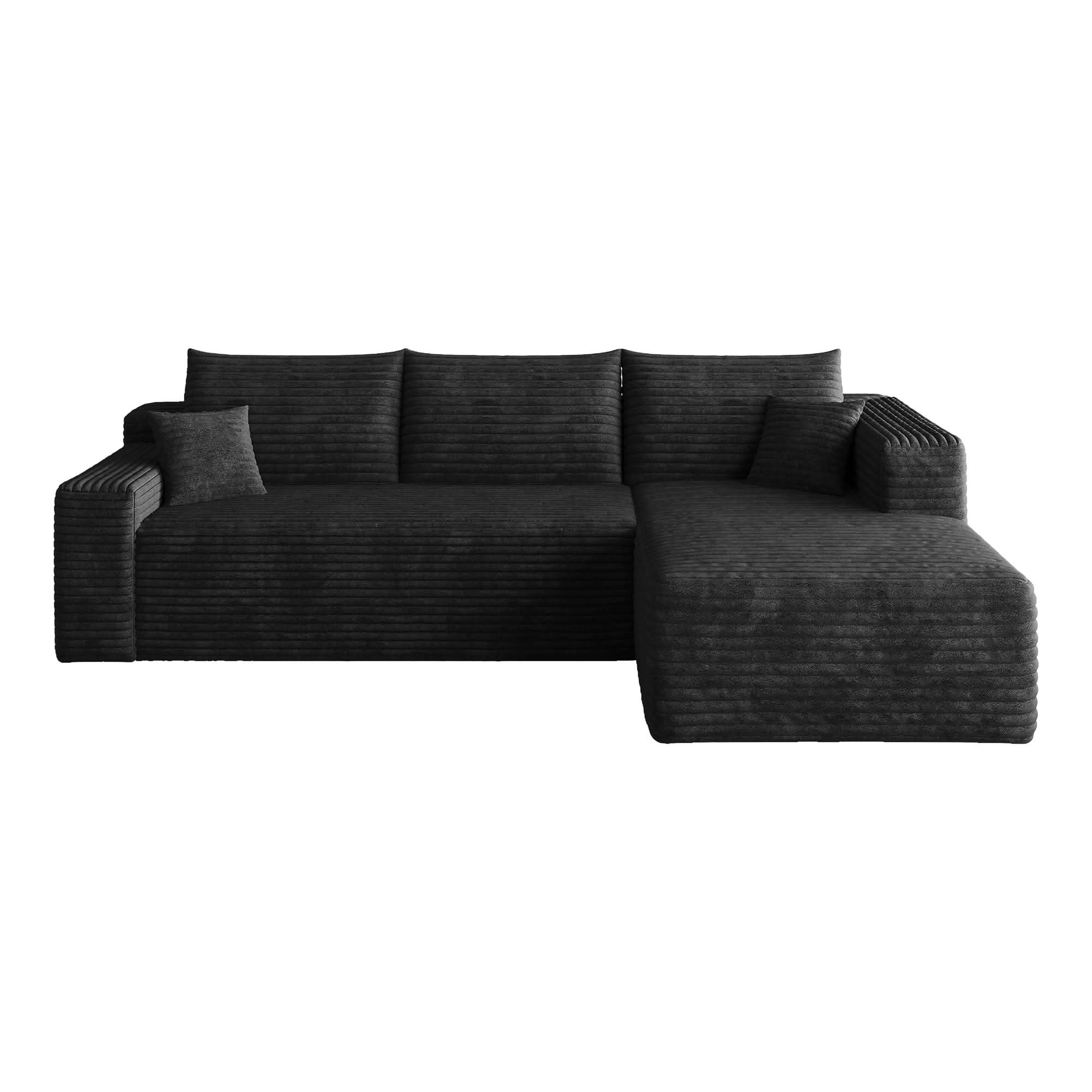 MAYEERTY 95 Inch L‑Shaped Cloud Sectional Sofa, Modern Minimalist Deep‑Seat Corner Couch with Plush Corduroy Fabric, No‑Assembly Reversible Chaise Lounge Sofa for Living Room Bedroom Apartment