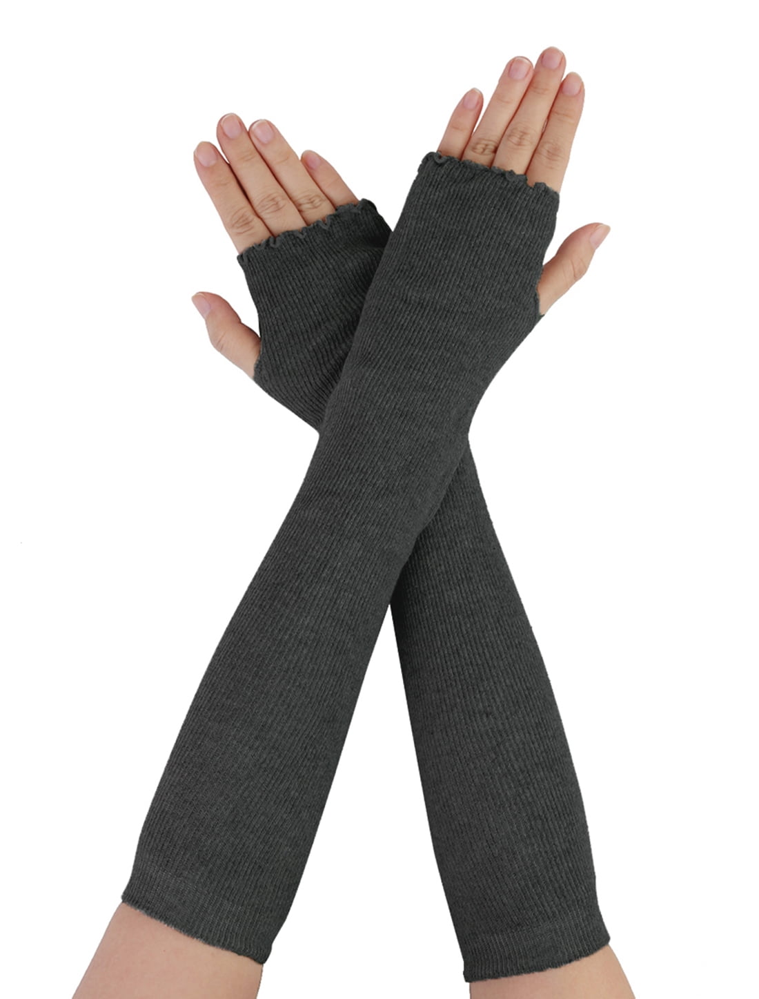 Unique Bargains Women Elbow Length Stretchy Thumbhole Arm Warmer