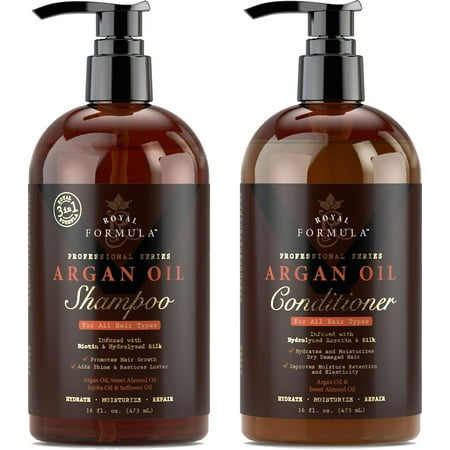 Royal Formula - Argan Oil Shampoo & Conditioner Set (Combo-Pack) - Sulfate, Paraben & Sodium - Free - For Dry, Damaged and Color-Treated Hair (2 x 16 Fl Oz / (Best Shampoo And Conditioner For Damaged Hair And Split Ends)