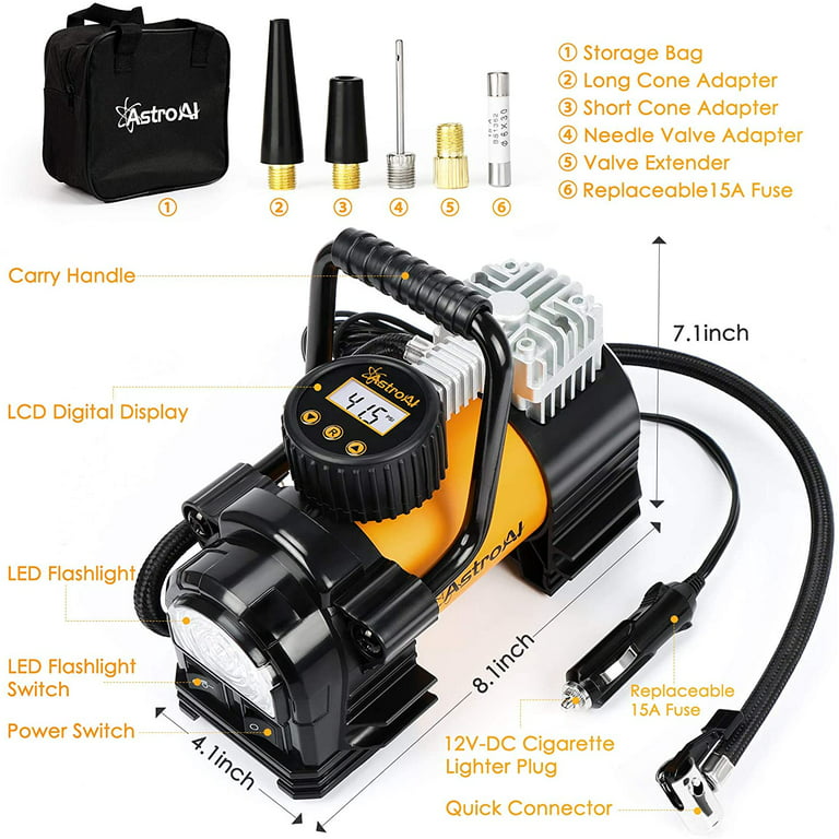 Astro AI Portable Tire Inflator Air Compressor 20V Rechargeable Battery  Power