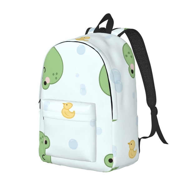 Disketp Kawaii Frogs Mochila de Lona Estampada, Mochila Escolar de Viaje Ligera para Estudiantes y Portátil-Small