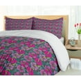 thumbnail image 5 of Ambesonne Floral Duvet Cover Set, Pink and Purple Hibiscus, 2-Calking, Grey Multicolor, 5 of 7