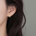 thumbnail image 3 of Solid 925 Sterling Silver CZ Huggie Earrings Half Hoops for Women Teens Double Hoop Earrings Studs Open Hoops Minimalist, 3 of 6