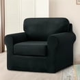 thumbnail image 2 of JIAN YA NA Stretch Velvet Sofa Cover with Separate Cushion Slipcover (Black, 3 Seater-7 Pieces), 2 of 12