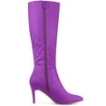 thumbnail image 3 of BLISSFUL STEP Women's Pointed Toe Stiletto Heels Knee High Boots Purple 7.5, 3 of 7