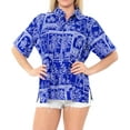 thumbnail image 6 of HAPPY BAY Women's Button Down Blouses Casual Summer Beach Party Blouse Shirt V Neck Short Sleeve Tropical Vacation Button up Hawaiian Shirts for Women L Marine Theme, Blue, 6 of 6