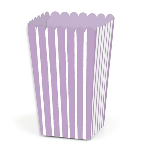 Big Dot of Happiness Purple Stripes - Simple Party Favor Popcorn Treat Boxes - Set of 12