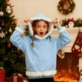thumbnail image 2 of CYRBOKO Girls Hoodies with Fur-lined Trim, Holiday Winter Thermal Casual Kids' Sweatshirts Light Blue Size 11-12 T, 2 of 6