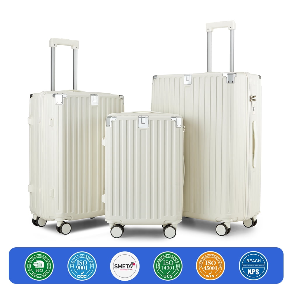 5-Piece PP Lightweight Luggage Set with TSA Lock, 20"/24"/28" Spinner Suitcases + Handbag + Toiletry Bag, 360° TPE Silent Wheels for Airports
