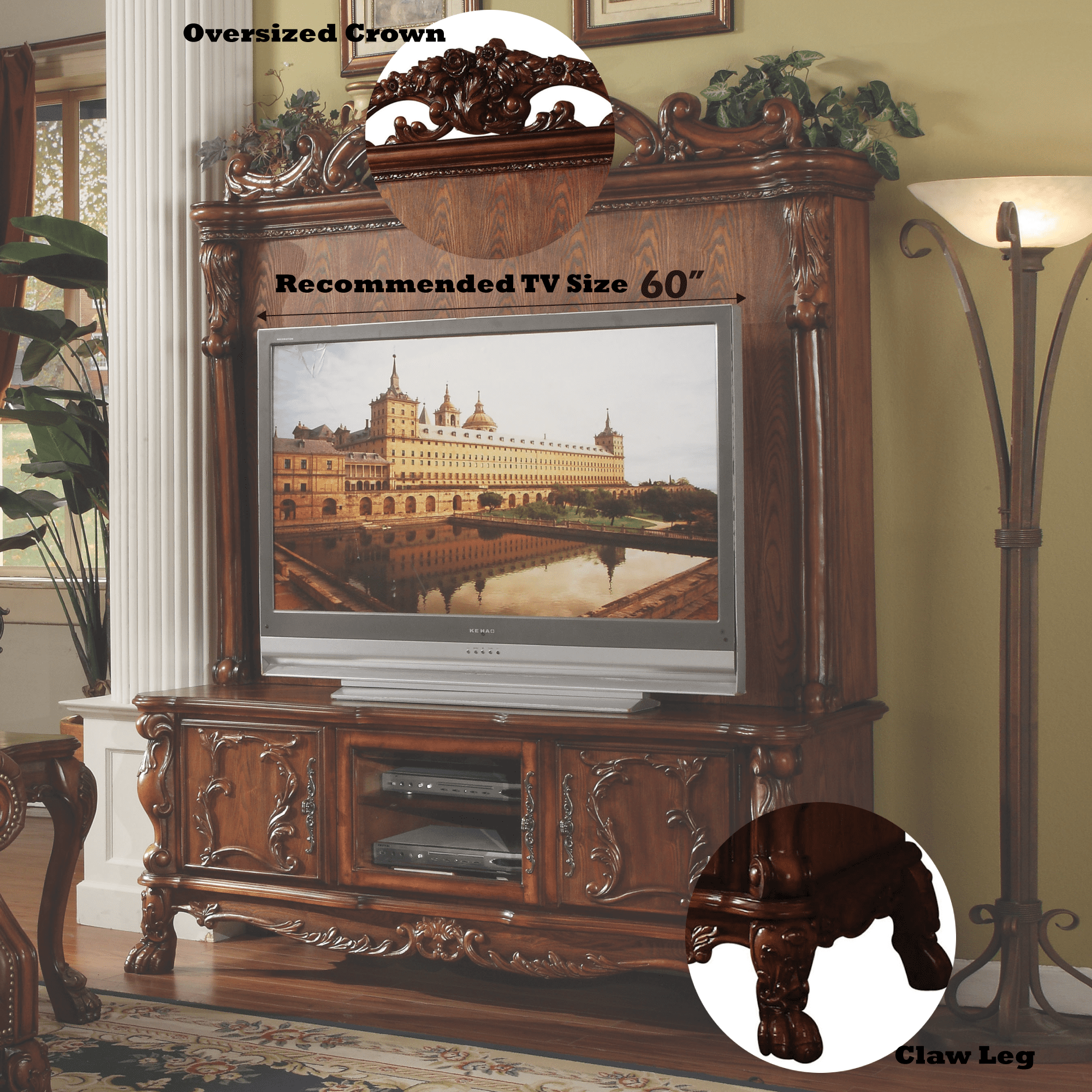 Acme Furniture Dresden Entertainment Center, Cherry Oak