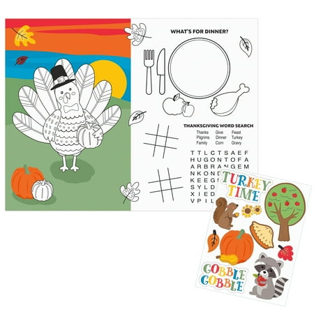 Way to Celebrate Thanksgiving Kids Activity Placemats 16 ct, 10" x 13"