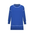 thumbnail image 6 of Female Casual Crewneck Sweatshirts Long Sleeve Oversized Trendy Contrast Stitching Fall Pullover Blouse Blue XL, 6 of 8
