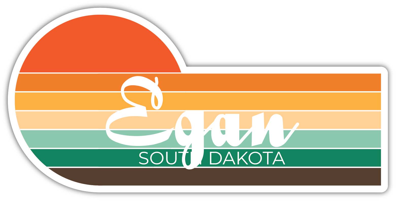 Egan South Dakota 4 x 2.25 Inch Sticker Retro Vintage Sunset City 70s