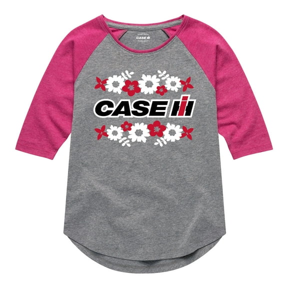 Case IH Floral Logo - Youth Girls Raglan Graphic T-Shirt