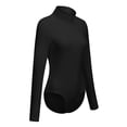 thumbnail image 2 of Long Sleeve Turtleneck Bodysuit, Casual Solid Basic Woman Body, High Neck Bodysuits Slim Tops, Black, 2 of 8