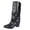 Black Boots, variant on Pointed Toe Wedge Slouch Mid Calf Boots Women Leather Flat Boots for Evening Outfits Black 37
