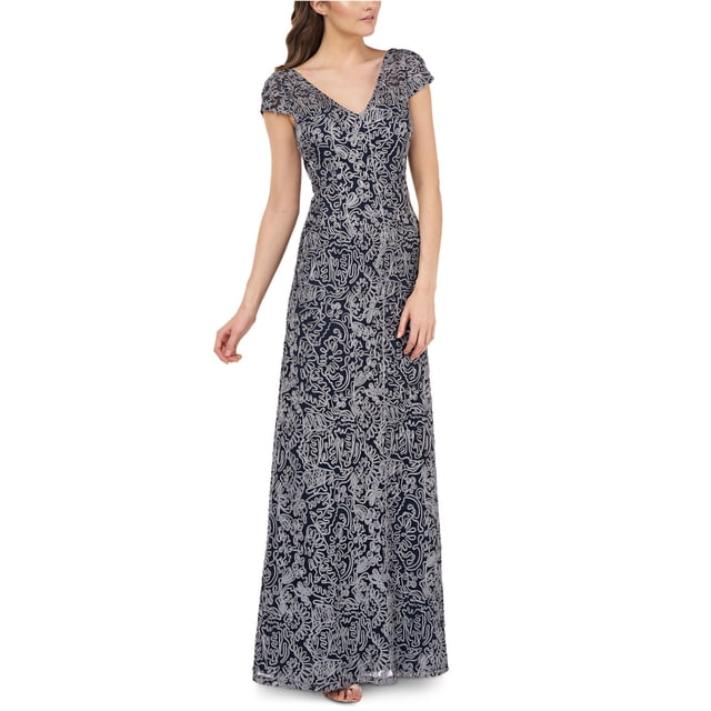 Vestido de mujer bordado JS Collection azul marino 12 Gown