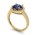 thumbnail image 2 of Halo Engagement Ring for Women - 1.8ct Simulated Blue Sapphire in 14K Yellow Gold Promise Ring, 2 of 6