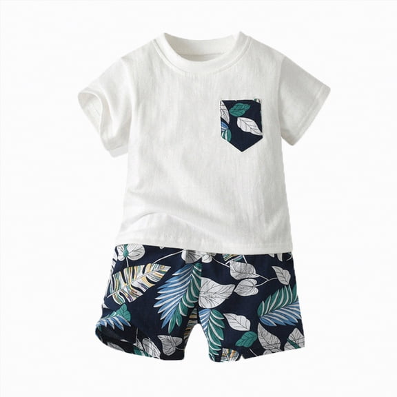 Toddler Boy Outfits Baby Clothes Children's Spring Summer Cotton Cute Printed Sleeveless Training 12 18 24 Month 3T 4T 5T T-Shirt Tops Shorts Shorts Suit Set 2 Piece