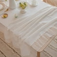 thumbnail image 2 of Solid Color Lace Edge Table Cover French Retro Style Cotton Tablecloth for Kitchen Dining Room Party Holiday Tabletop Decoration Yening, 2 of 6