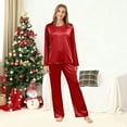 thumbnail image 2 of Matching Christmas Pajamas for Family Satin Christmas Pjs Long Sleeve Pullover Holiday Nightwear Top and Pants 2 Piece Set Christmas Family Matching Outfits, 2 of 8