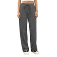 thumbnail image 5 of Nestiefly Women's Wide Leg Sweatpants Y2K Elastic Low Rise Drawstring Sweat Pants Trendy Casual Lounge Baggy Pants with Pockets Dark Gray L, 5 of 8