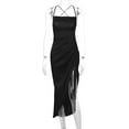 thumbnail image 6 of YOUI-GIFTS Women Neon Satin Sexy Bodycon Elegant Backless Long Midi Dress for Cocktail Party Clubwear, 6 of 7