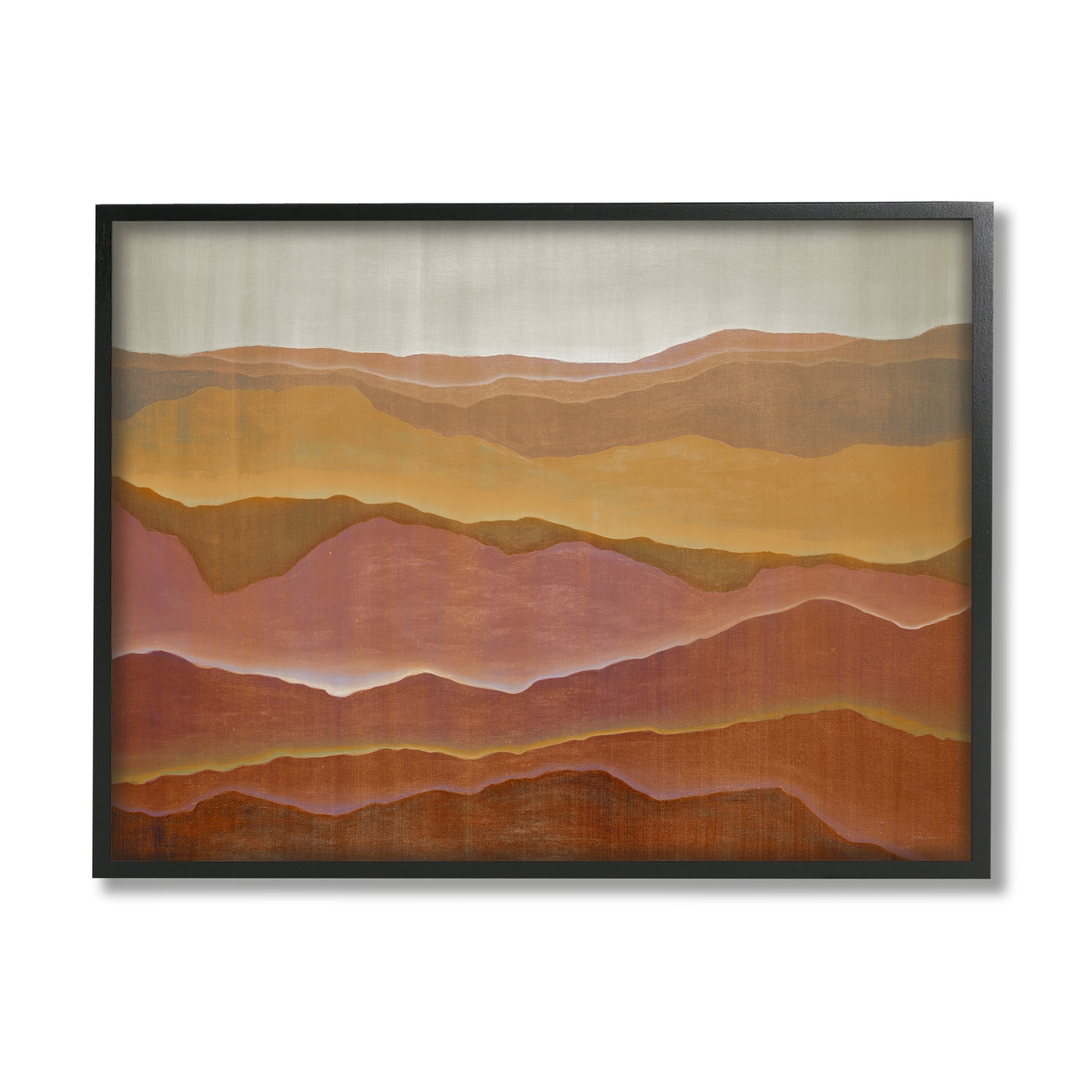 Stupell Industries Warm Glowing Mountain Range Overlay Desert Landscape Painting Black Framed Art Print Wall Art, Design by Liz Jardine