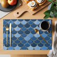thumbnail image 2 of Blue Fish Scale Placemats Set of 12, Modern Geometric Ombre Abstract Moroccan Placemats for Dining Table, Place Mats for Kitchen Tabletop, Waterproof Wipeable Dining Table Mats Set, 2 of 9